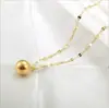 Colgante de Acero de Titanio Completo de Bola Redonda Única Cadena para Labios para Mujer Estilo Caliente 2025 Simple Versátil Nicho Exquisito Cadena Ligera de Lujo para Suéter