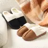 Chinelos peludos de sola grossa para mulheres, para usar no inverno ao ar livre, chinelos de algodão pelúcia e espessados para casa, antiderrapantes e quentes, chinelos de pelúcia da moda