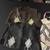 Nuevo chaleco de moda estilo coreano para mujer, cuello redondo sin mangas, para principios de otoño de 2026, holgado y estilizado, top versátil con patrón de diamantes retro