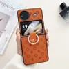 Funda de Teléfono Plegable Dura Nueva para vivoXFlip, Moda con Patrón de Flor Pequeña en Cuero, Adecuada para vivoXFlip