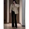 Calça Jeans Bootcut Preta Elástica para Mulheres 2025 Nova Primavera & Outono Calças Petite Cintura Alta Skinny Flare Perna Larga