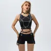 Conjunto Ygm de Couro Preto Sexy com Arnês para Pernas para Mulheres Adultas - Cinto e Arnês para Pernas