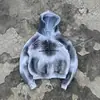 Sudadera Chaqueta con Cremallera Hecha a Mano Estilo Nuevo Otoño e Invierno 2025 Tie-Dye Degradado de Aspecto Vintage de Gama Alta para Hombres y Mujeres