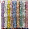 Bordado teñido 3D bordado de flores grandes cuentas encaje tela adecuada para vestido encaje de malla transparente CL64883