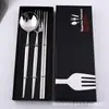 Juego de Cubiertos Portugueses de Acero Inoxidable Cuchillo, Tenedor y Cuchara Occidental Negro Cuchillo para Bistec, Tenedor y Cuchara Juego de Cuatro Piezas