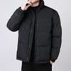 Jaqueta Masculina com Gola Alta Color Block, Nova Marca Tendência, Casaco de Algodão Grosso Quente Solto com Toque de Luxo