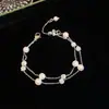 Pulsera de flor de acetato rosa con circonita, ligeramente dulce y delicada, fresca y dulce, joyería con sensación de lujo ligero y alta gama