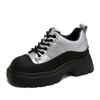 Mocassins de Cadarço de Outono com Design de Nicho da Moda, Sapatos Individuais de Couro Genuíno com Solas Grossas Plataforma para Aumento de Altura, Sapatos Casuais