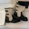 Botas Versátiles de Moda para Mujer, Elegantes Botas de Montar con Tacón de Bloque Retro Nuevas y Modernas 2026, Botas de Media Pantorrilla, Adelgazantes y Elegantes, Bloqueo de Color