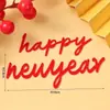 Hola 2026 Decoración de Pastel de Fuegos Artificiales de Año Nuevo Acrílico Topper Rojo Lazo de Cuero 3D Adorno de Nochevieja