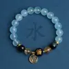 Pulsera de los Cinco Elementos: Pulsera de Equilibrio Oro, Madera, Agua, Fuego, Tierra para Hombres y Mujeres, Pulsera de Cristal Obsidiana Natural Cinco Elementos