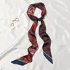 Bufanda de Seda Retro Francesa Primavera y Otoño para Mujer Lazo Largo para Bolso Cinta Flor de Lazo Estilo Extranjero Moda Diadema Larga Pequeña