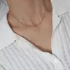 Colar Dupla Camada de Zircônia Redonda Europeu e Americano para Mulheres Tendência Ins Corrente de Clavícula Versátil Cravejada de Diamante Moda Colar de Aço Titânio