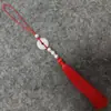 Novo produto de Guanshanyue: pingente de paz de jade branco com borlas, franjas de pérolas, joias de estilo antigo e borlas de seda