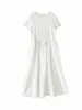 Ropa para Mujer de Tallas Grandes, Vestido de Retazos con Cuello Redondo y Manga Corta Estilo Jiangnan para Mujer, Alta Elasticidad, Vestido Largo Dulce y Adelgazante