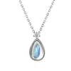 Collar de Lágrimas de Sirena de Piedra Lunar para Mujer, Cadena Corta para Clavícula Moda y Fresca, Colgante de Lágrima de Moda para Mujer