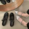 Sapatos Baixos Femininos Elegantes para Primavera e Outono com Laço 2026 Novos Sapatos Mary Jane Estilo Ballet Francês