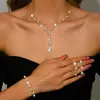 Amazon Fashion Colar Brincos Pulseira de Strass de Cristal Conjunto de Três Peças Acessórios de Joias Joias de Casamento para Noivas