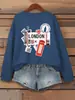 Ropa deportiva para mujer con estampado de aerolínea de viaje de Londres, sudadera holgada de cuello redondo, suéter pullover casual multicolor