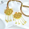 Colar Pingente Ornamento Auspicioso Dragão e Fênix Discípulo do Imperador com Esmalte Esculpido Oco Cobre Dourado Banhado em Estilo Tendência Nacional