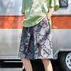 Calças de praia de seda gelada masculinas verão shorts finos de flores soltos da marca da moda desenho animado reto basquete secagem rápida casa calças grandes