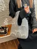 Bolso de Axila Estilo Ballet con Lana, Lazo de Perlas y Bolso de Punto para Mujer, Bolso Versátil para Otoño e Invierno