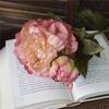Flor de Peônia Simulada de Galho Único com 2 Cabeças Estilo Retro Escandinavo Decoração de Casa e Casamento Flor Falsa Pintura a Óleo Peônia Flor Artificial