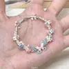 "Afeição de Borboleta" Pulseira Trançada de Flor e Borboleta, Pulseira Exquisita e Doce de Alto Valor para Mulheres, Joias Frescas e Delicadas