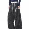 Pantalones de Pierna Ancha a Cuadros Patchwork Americano para Hombre, Temporada de Primavera y Otoño, Cintura Alta, Holgados, Casual, Pantalones Largos de Bloques de Color de Nicho