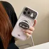 Capa Fofa de Coelhinho com Bolinhas para Celular Apple 17Promax Iphone16Pro Desenho Animado com Suporte 15