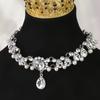 Novo colar de pérolas incrustadas de diamantes europeus e americanos transfronteiriços Novos acessórios exagerados para vestidos de noiva e jantar