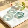 Transmisión en vivo fuente jade Dulong jade africano verde brillante hielo con patrón de flor anillo estilo pareja hombres y mujeres de alta calidad anillo regalo para novia