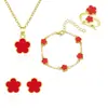Conjunto de Pulsera y Collar de Flor de Cinco Pétalos de Aleación de Venta Caliente Europea y Americana Transfronterizo Conjunto de Joyería de Flor Sencillo y de Moda para Mujer