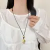 Collar Largo Estilo Coreano Ins Corazón Plateado con Cascabel y Cordón Negro para Mujer, Cadena para Clavícula Simple Versátil de Lujo Ligero Nicho