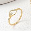 Anillo de acero inoxidable de titanio hueco con forma de corazón de melocotón y microdiamante para pareja de moda