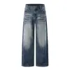Ropa para Hombre Shanggu: Jeans de pierna ancha para hombre de exportación del Sudeste Asiático transfronterizos, lavado vintage, pantalones vaqueros casuales de corte holgado