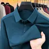 Camiseta de manga longa transfronteiriça de lã e seda para homens, nova coleção outono 2026, camisa polo casual de negócios com gola
