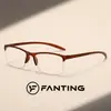 Gafas rectangulares de media montura lisas para mujer y hombre, lentes transparentes, monturas marrón té y negras, parte superior de la ceja de PC, diseño sin montura, gafas de moda