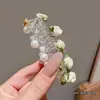 Flor Rosa Doce Miçanga Fio de Telefone Anel de Cabelo Pão de Lanche Trança Bolha Artefato Corda de Cabelo Trançada Amarrar Acessório de Cabeça Novo Estilo