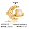 Anillo de Luna con Cruz de Acero Inoxidable 18K Ópalo Wanxing Estilo Europeo y Americano Joyería Transfronteriza Moda Elegante Joyería de Alta Gama para Mujeres