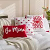 Funda de Almohada para Pareja Seleccionada Cuidadosamente Transfronteriza con Bordado de Toalla Roja, Bordado de Corazón Rosa, Funda de Almohada de Amor para el Día de San Valentín