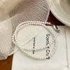 Colar de Contas de Vidro Pérola Branca Fria Pérola Retro Simples Francês Corrente de Clavícula de Alta Qualidade