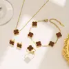 Nuevo collar de cuatro hojas de doble cara de 13 MM más vendido transfronterizo para mujer, diseño de lujo ligero, joyería de moda para celebridades de internet al por mayor