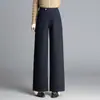 Calça reta de malha de lã e acetato com caimento fluido, quente, simples, versátil, nova coleção outono/inverno 2026 feminina, calça longa casual