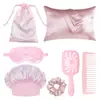 Kit de Cuidados com os Cabelos Rosa Girly Transfronteiriço, Máscara de Dormir para os Olhos, Touca para Cabelo, Pente Dobrável, Escova de Cabelo, Pente de Cabelo, Conjunto de Oito Peças