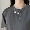 Ins Cool Style Round Bead Pull-out Sweater Chain Mulheres Simples Nicho Design Sense Geometric Hollow Sweater Colar de Corrente