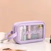 Bolsa de Higiene Pessoal Portátil Transparente Fosca à Prova d'Água Espessa de Grande Capacidade Estilo Coreano Saco de Maquiagem à Prova de Poeira