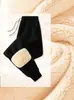 Pantalones de Invierno y Otoño con Forro de Terciopelo Cálido para Amarrar los Pies para Hombre, Engrosados, Cortavientos, con Cremallera, Casual, Pierna Recta, Pantalones Deportivos de Lana de Cordero