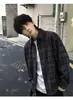 Camisa de Pana a Cuadros Retro Japonesa para Hombre de Mediana Edad Joven Primavera Otoño Prendas Exteriores Cárdigan Superior Ropa de Comercio Exterior Tallas Grandes