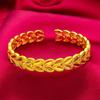 Pulseira aberta de ouro vietnamita para mulheres pulseira de espiga de trigo folha feminina terno de atacado cartão aberto trigo